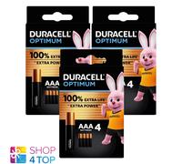 12 Baterías Duracell Optimum AAA LR03 Alcalinas MX2400 1.5V Exp 2033 4Bl NUEVAS