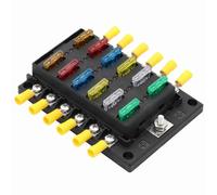 12 - Bloque de caja de fusibles Way Blade con luz indicadora LED, terminal de perno M5 de 32 V, cubierta transparente y kit de etiquetas para sistemas eléctricos de automóviles y m