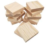 12 bloques cuadrados de madera sin terminar para manualidades, 10 x 10 x 2,5 cm, tableros de madera de pino para tallado de madera, posavasos de bricolaje, pintura y quemado