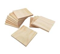 12 bloques cuadrados de madera sin terminar para manualidades, 12 x 12 x 1 cm, tableros de madera de pino para tallar madera, posavasos de bricolaje, pintura y quemado