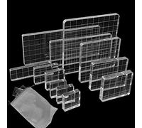 12 bloques para sellos transparentes, herramientas para sellar bloques de acrílico con líneas de cuadrícula para trabajos de scrapbooking, decoración de sellos navideños, tarjetas