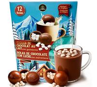 12 Bolas de Chocolate Caliente Belga con Nubes · Pack XXL 12 Bombas Premium con Malvaviscos Nubes Marshmallows · Chocolate a la taza · Regalo Navideño · Facil de preparar solo con leche caliente