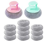 12 Bolas De Limpieza Con Mango De 2 Piezas, Mini Cepillo De Alambre, Herramientas De Limpieza De Cocina, Accesorios De Cocina, Cepillo De Limpieza Multifuncional