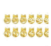 12 bolas de Navidad de acrílico dorado de doble cara, decoración colgante inastillable de 4 pulgadas con renos, diseños de Feliz Navidad para árbol de Navidad, vacaciones (oro 1141: 12 piezas)