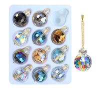 12 Bolas de Navidad de Cristal Multicolor de 0.86 Pulgadas, Mini esferas prismáticas Coloridas para decoración de árbol de Navidad, Adorno de Cristal Colgante para Navidad, Boda, Fiesta, decoración