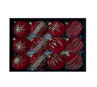 12 Bolas de Navidad de para terciopelo 8cm Suaves 12 Bolas de(Red) | Textura aterciopelada para suave, acabado mate elegante, para ideal para árboles , tacto cálido