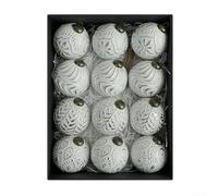 12 bolas de Navidad rústicas vintage con acabado envejecido a mano y trabillas para colgar, material de polipropileno con brillo galvanizado festivo para exhibición navideña (plata)