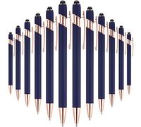 12 bolígrafos con punta de lápiz, 1,0 mm de tinta negra de metal para pantallas táctiles, bolígrafo 2 en 1 (cian y oro rosa)