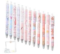 12 Bolígrafos De Gel De Dibujos Animados y 1 Juego de Notas Adhesivas, Papelería Creativa para Estudiantes, Bolígrafos Prensados