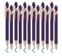 12 bolígrafos de tinta azul con punta de lápiz capacitivo, bolígrafo de metal de 1.0 mm para pantallas táctiles, bolígrafo de agradecimiento 2 en 1, regalo para oficina (oro rosa púrpura)
