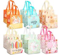 12 bolsas de búsqueda de huevos de Pascua con asas, bolsas de huevo de conejo, zanahorias, polluelos, bolsas multifuncionales no tejidas para envolver regalos, cazadores de huevos, suministros de
