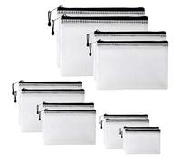 12 Bolsas de Malla para Documentos con Cremallera, Carpeta de Archivos de Plástico, Bolsa de Almacenamiento de Superficie Impermeable para la Escuela Suministros de Oficina Cosméticos, 6 Tamaños