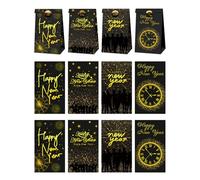 12 bolsas de Navidad con pegatinas para decoraciones navideñas, festivales, bolsas de embalaje de regalo, fiestas de Año Nuevo, suministros