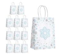 12 bolsas de papel con diseño de copo de nieve, bolsas de mano con asas, bolsas para golosinas, bolsas de la compra, bolsas reutilizables para vacaciones