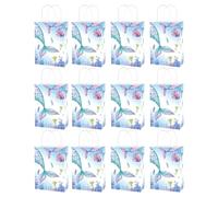 12 bolsas de papel con estampado de sirenas, bolsas coloridas para fiestas de cumpleaños temáticas del mar y festivales, suministros de fiesta de eventos