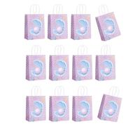 12 bolsas de papel con estampado de sirenas, bolsas de regalo con asa, suministros de celebraciones, bolsas de fiesta de cumpleaños