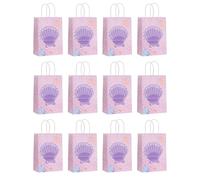 12 bolsas de papel con estampado de sirenas, bolsas de regalo con asa, suministros de celebraciones, bolsas de fiesta de cumpleaños