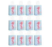 12 bolsas de papel con estampado de sirenas, bolsas de regalo con asa, suministros de celebraciones, bolsas de fiesta de cumpleaños