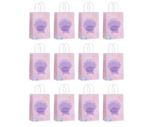 12 bolsas de papel con estampado de sirenas, bolsas de regalo con asa, suministros de celebraciones, bolsas de fiesta de cumpleaños