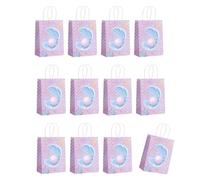 12 bolsas de papel con patrón de cola y escamas de sirenas para fiestas infantiles y celebraciones, bolsas reciclables con asa