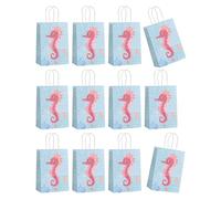 12 bolsas de papel con patrón de cola y escamas de sirenas para fiestas infantiles y celebraciones, bolsas de regalo reciclables con asa, celebración de vacaciones