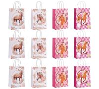 12 Bolsas De Papel Kraft Para Caballos, Bolsas De Regalo Impresas, Prácticas Bolsas Para Salir, Exquisitas Bolsas De Almacenamiento Para Compras, Decoraciones Para Fiestas Temáticas De Caballos