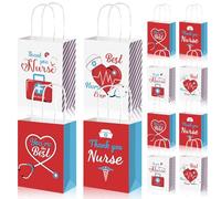 12 bolsas de regalo de agradecimiento para enfermeras, a granel, con temática de enfermera, bolsas de golosinas con asa para enfermería, graduación, compañeros de trabajo, atención médica, hospitales