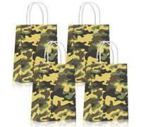 12 bolsas de regalo de camuflaje con asas, bolsas de regalo de fiesta temática del ejército para cumpleaños de niños, fiestas militares o de campamento de entrenamiento, bolsas de papel para dulces
