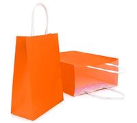 12 bolsas de regalo de papel kraft con asa de 8.6 x 6.3 x 3.15 pulgadas, bolsas de regalo naranjas de tamaño pequeño a granel, bolsas de golosinas, bolsas de venta al por menor, bolsas de dulces para