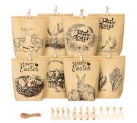 12 bolsas de regalo de Pascua, bolsas de Pascua impresas para rellenar, bolsas de papel de Pascua conejito de Pascua para decoración y obsequios, para envolver regalos para amigos, niños y adultos