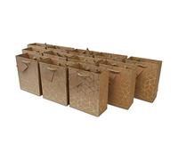 12 bolsas de regalo geométricas con asas y bolsa de la compra para cumpleaños, baby showers, regalos de fiesta y cualquier ocasión, S, Marrón, 12