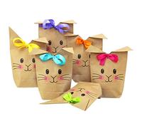 12 bolsas de regalo impresas para Pascua - con cara de conejo - idea de regalo ideal o decoración de Pascua - con pinzas de madera | Nido de Pascua para hacer manualidades y regalar | Pascua 2021