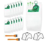 12 bolsas para aspiradora Folletto VK140 VK150 FP140 con 2 filtros de motor, 2 cepillos limpios, Bolsas para aspiradora Kobold VK140 VK150, bolsas de aspiradora para Kobold VK 140 y VK 150