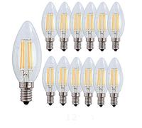12 bombillas LED con forma de vela E14 para lámpara de araña, bombilla E14 de 40 W, sustituye a la bombilla halógena, 400 lm, blanco cálido 2700 K, E14, CA35, bombilla de filamento, no regulable