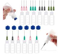 12 botellas aplicadoras de pegamento, botellas cuentagotas de plástico de 30 ml con punta de aguja roma 14ga 16ga 18ga 20ga para aplicaciones de pegamento, pintura Quilling Craft y botellas