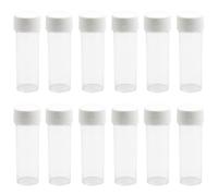12 botellas de plástico transparente vacías reutilizables de 25 ml, tubo de prueba con tapa de rosca blanca, recipientes de almacenamiento de frascos cosméticos para experimentos científicos