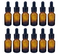 12 botellas de vidrio ámbar de 15 ml (1/56.7 g) botellas de aceite esencial, frascos rellenables, para maquillaje, cosméticos, muestra, contenedor con cuentagotas de vidrio para aceites esenciales,