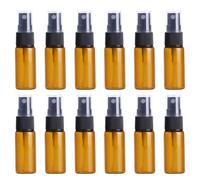 12 botellas de vidrio ámbar vacías, botellas redondas de vidrio con pulverizador transparente, perfectas para fórmulas de aceites esenciales, aromaterapia y otros productos cosméticos (15 ml)