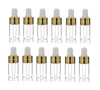 12 botellas de vidrio transparente vacías con cuentagotas de aceite esencial de 3 ml con cuentagotas y cabeza de goma blanca, perfumes, aceites de masaje, loción, líquidos, cosméticos, maquillaje