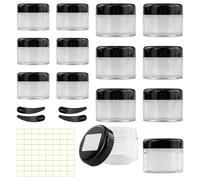 12 botes de crema, 6 unidades de 20 ml y 6 botes vacíos de crema de 30 ml para rellenar, recipientes de plástico transparente con tapa y 4 espátulas, para crema, loción, bálsamo labial, productos de