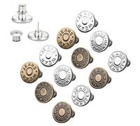 12 botones de mezclilla sin coser, agujas de botón de 17 mm para insertar botones de pantalones, Botón de mezclilla DIY para hacer pantalones más ajustados, ampliar o reducir el tamaño de los