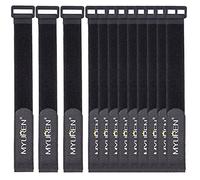 12 bridas de velcro reutilizables, 2,5 cm x 30 cm, cierre de velcro para organizador de cables, color negro