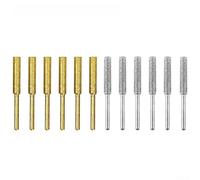 12 brocas de afilador de motosierra con revestimiento de esmeril para amoladora eléctrica, vástago de 3 mm, rebabas cilíndricas doradas y plateadas para pulir cadenas de sierra, 4,0 mm (4,8 mm)