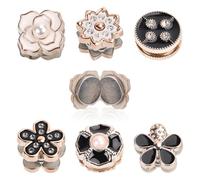 12 Broches Magnéticos Hiyab, Blanco Negro sin Enganches Imanes Hiyab Multiusos Fuertes Botones Magnéticos Hiyab Broches sin Broches para Bufandas Sombreros Cuellos de Camisas (Estilo 2)