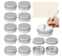 12 cajas de aluminio de 15 ml, recipientes para muestras, botes de cosméticos pequeños, botes de crema para rellenar, latas de bálsamo labial, pequeñas cajas con tapa, para crema loción, máscaras