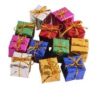 12 cajas de regalo de Navidad metálicas, minicajas colgantes brillantes, coloridas, decoración navideña, adornos