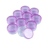 12 cajas vacías de plástico 3 g colores, recipientes pequeños redondos for cosméticos, almacenamiento for joyas con gemas y diamantes imitación para Champú, Loción(Purple)