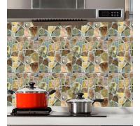 12 calcomanías de pared de PVC para uso en cocina y baño con material resistente a la humedad y concatenación de patrones flexibles (D)