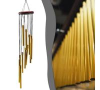 12 campanillas de viento de tubo de aluminio con tubos de viento de madera de pino, adecuadas para el hogar, jardín, patio, balcón, porche, produciendo una melodía agradable y relajante (plata)