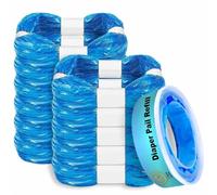 12 cartuchos de recambio para cubos de pañales, 11 bolsas + 1 casete, compatible con Angelcare & Litter Locker II (modelos redondos), incluye bolsa de 4,5 m, 7 capas y bloqueador de olores